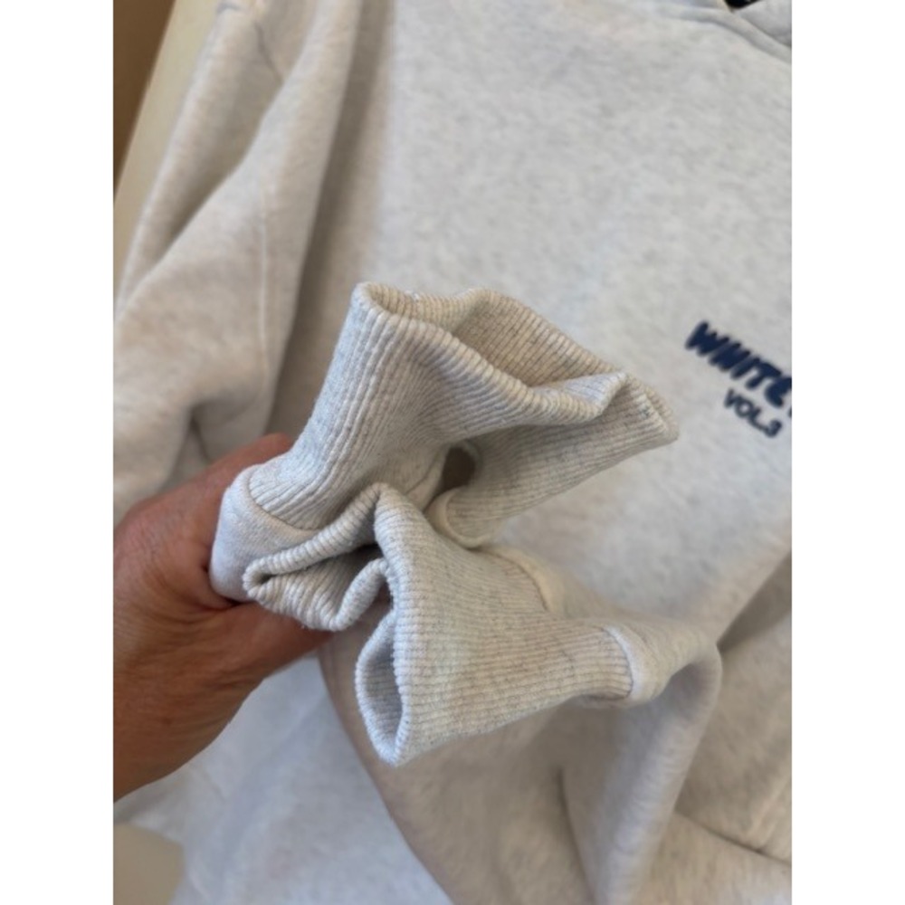 White Fox Vol 3 Oversized Hoodie Gray Marle Navy Blue Puff Print Logo M/L - Picture 6 of 9